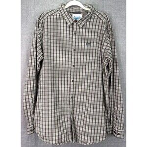 Columbia Men's Button Down Long Sleeve Casual Shirt Brown Plaid Size 2XT